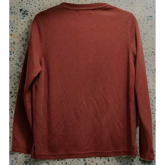 Speculation Petite Rust Button Front Top Small Long Sleeve Minimalist Casual - Picture 2 of 7